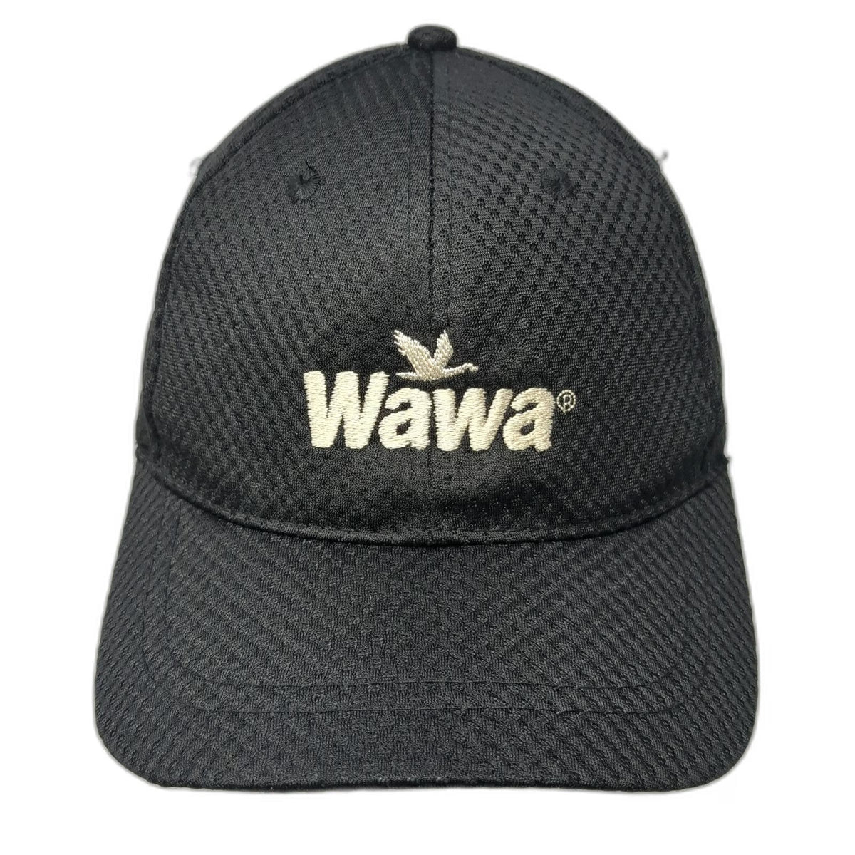 Wawa Logo Embroidery Performance Mesh Strapback Baseball Cap Black One Size Hat
