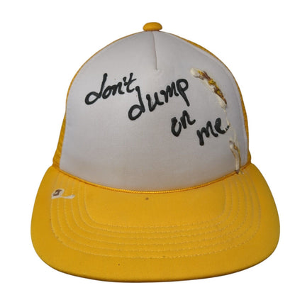Don't Dump On Me Snapback Trucker Hat Yellow One Size Adjustable Mesh Back