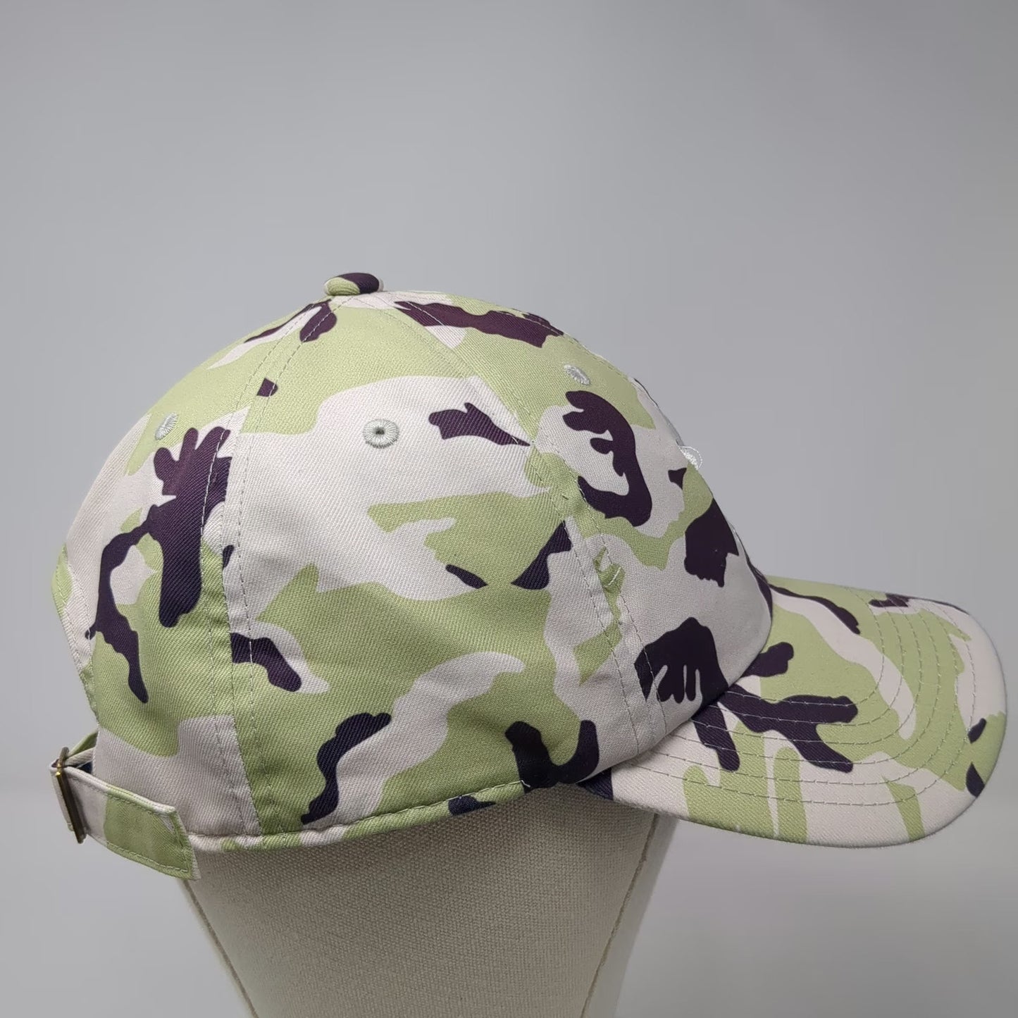 adidas Baseball Cap Green White Purple Camo Trefoil Logo One Size Slideback Hat