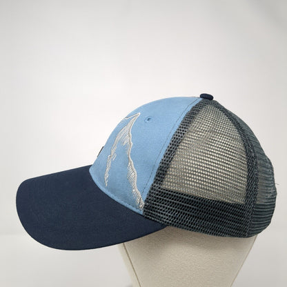 Peaks & Valleys Snapback Trucker Hat Blue One Size Mesh Back Locale