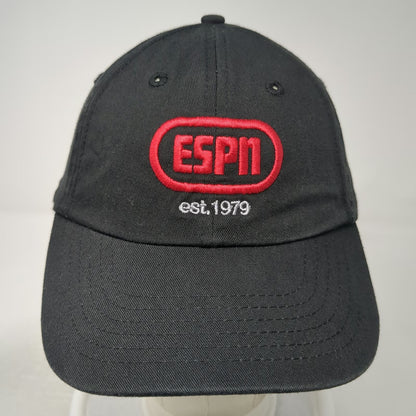 ESPN Logo Black Red Baseball Cap America OSFM Adjustable Cotton Slideback Hat