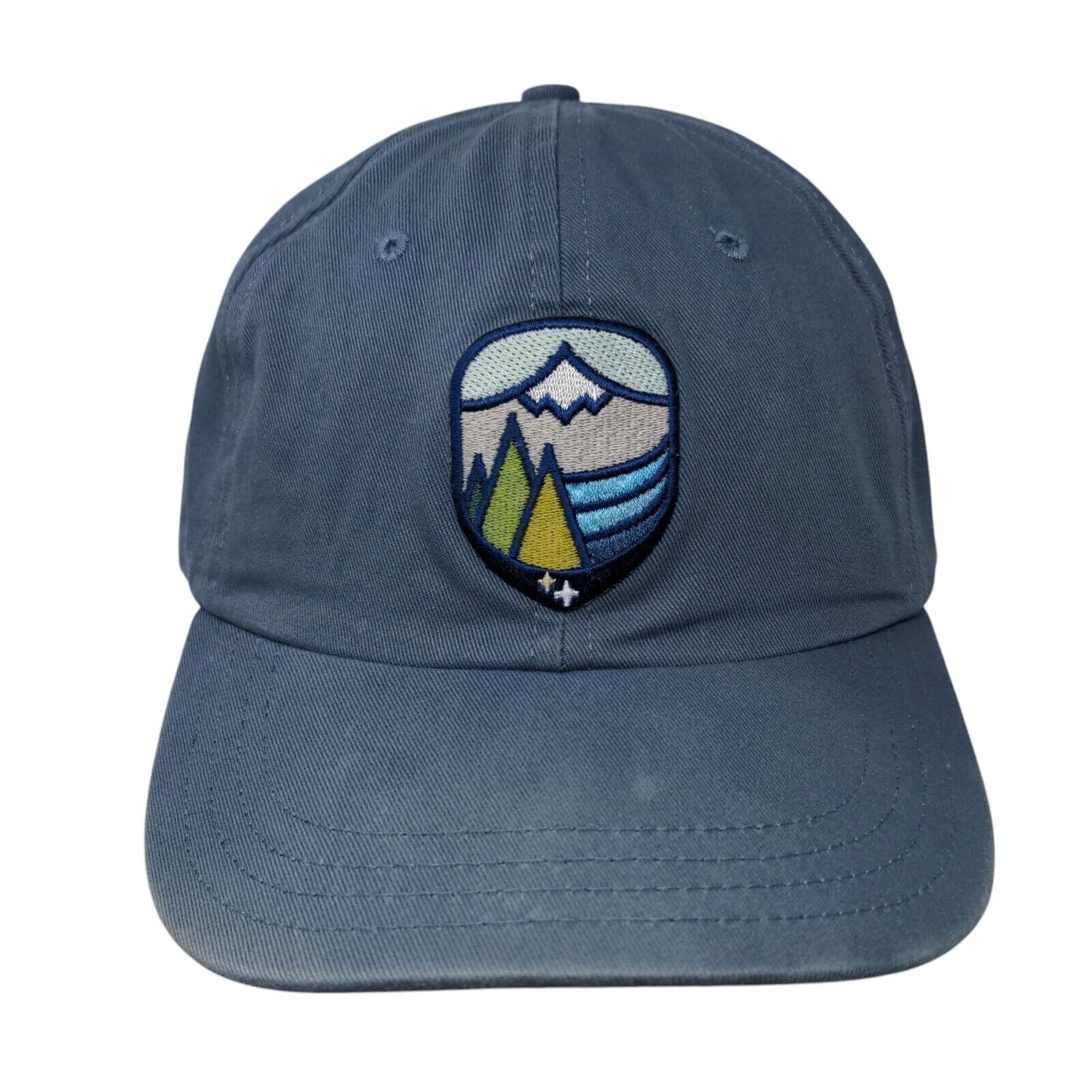 Mountain Slideback Hat Blue One Size Adjustable Embroidered 6 Panel Unionwear