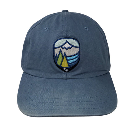 Mountain Slideback Hat Blue One Size Adjustable Embroidered 6 Panel Unionwear
