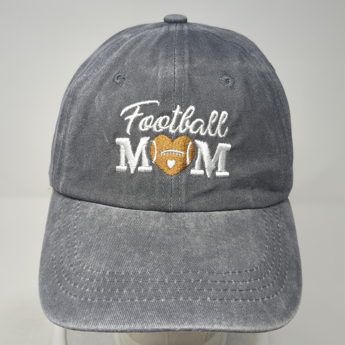 Football Mom Slideback Baseball Cap Gray One Size Adjustable Embroidered