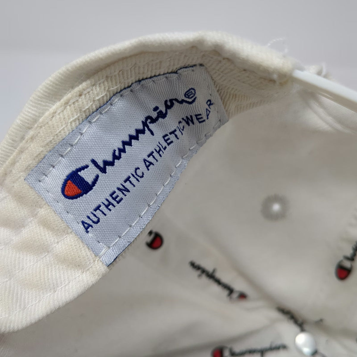 Champion Snapback White One Size Embroidered Logo Cotton Athletic Sport Hat