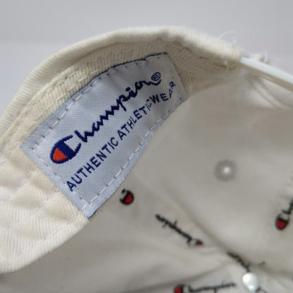 Champion Snapback White One Size Embroidered Logo Cotton Athletic Sport Hat
