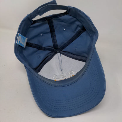 USA Flag Strapback Hat Blue One Size Adjustable Embroidered Patriotic Cotton