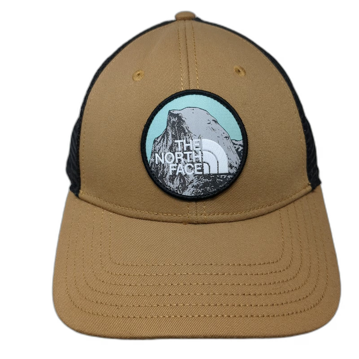 The North Face Trucker Hat Brown One Size Snapback Mesh Mountain Graphic Patch