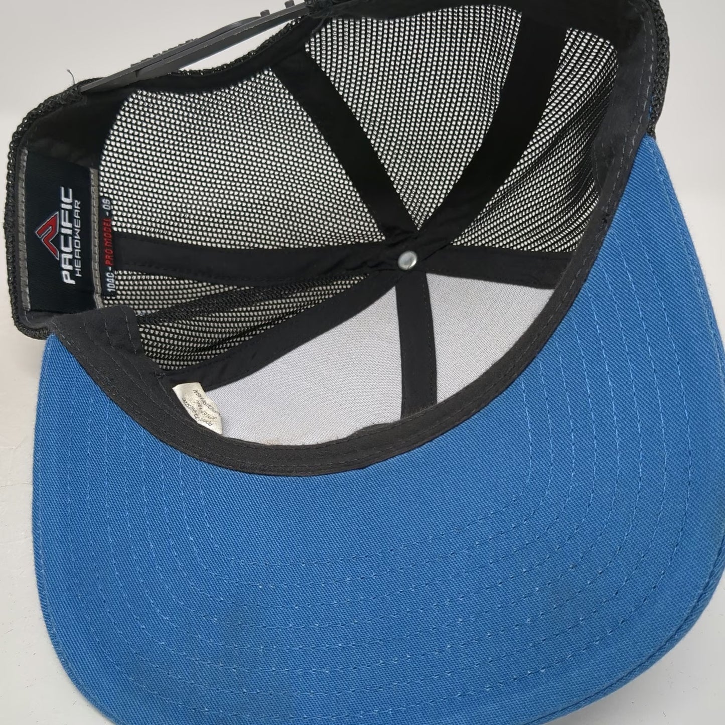 Pacific Headwear Trucker Hat Gray Blue One Size Employee Owner Mountain Mesh