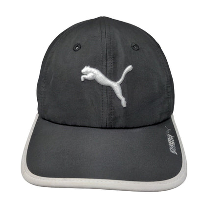 PUMA Strapback Hat Black OSFA Embroidered Adjustable 6 Panel Vent Holes