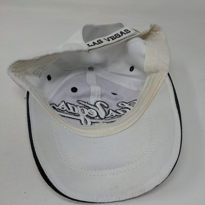 Las Vegas Strapback Hat White One Size Embroidered Vent Holes 6 Panel