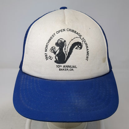 Trucker Hat Blue White 1987 Northwest Open Cribbage Tournament Skunk Vintage