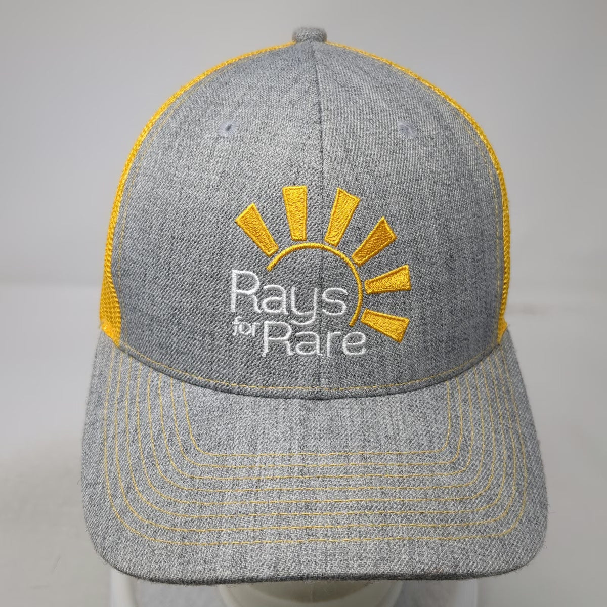 Fahrenheit Trucker Hat Gray Yellow One Size Mesh Back Snapback Rays for Rare Sun