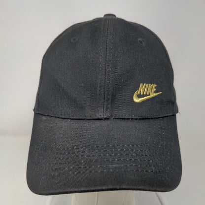 Nike Swoosh Gold Logo Slideback Hat Black One Size Embroidered Adjustable