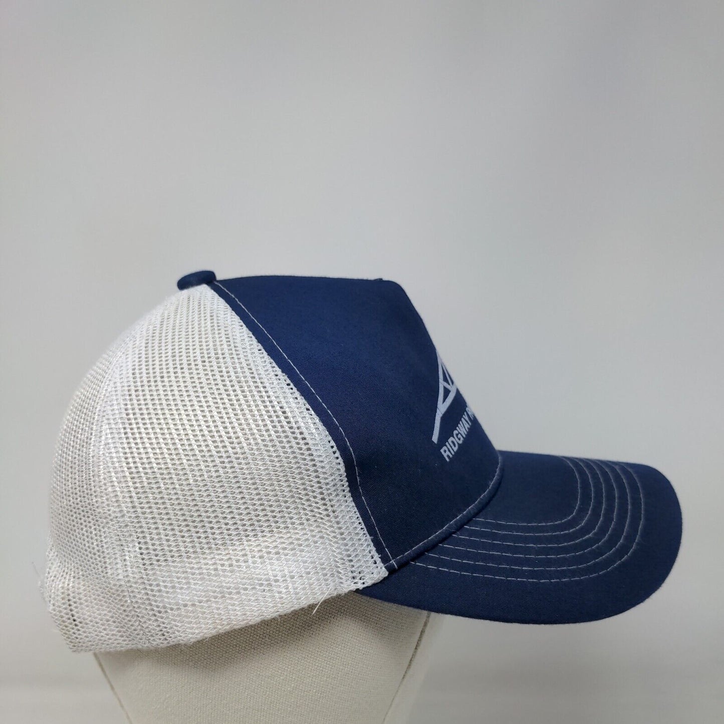 Ridgway Roof Truss Co. Snapback Trucker Hat Blue One Size Mesh Back Cobra
