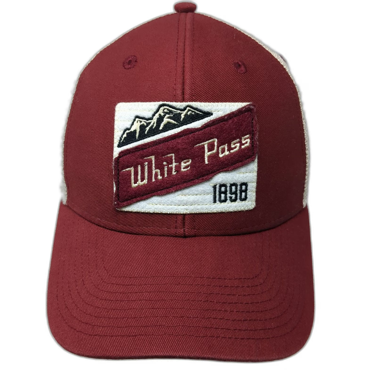 W.P.&Y.R. Baseball Cap Red One Size Skagway Alaska Mesh Patch 1898 Mountains Hat