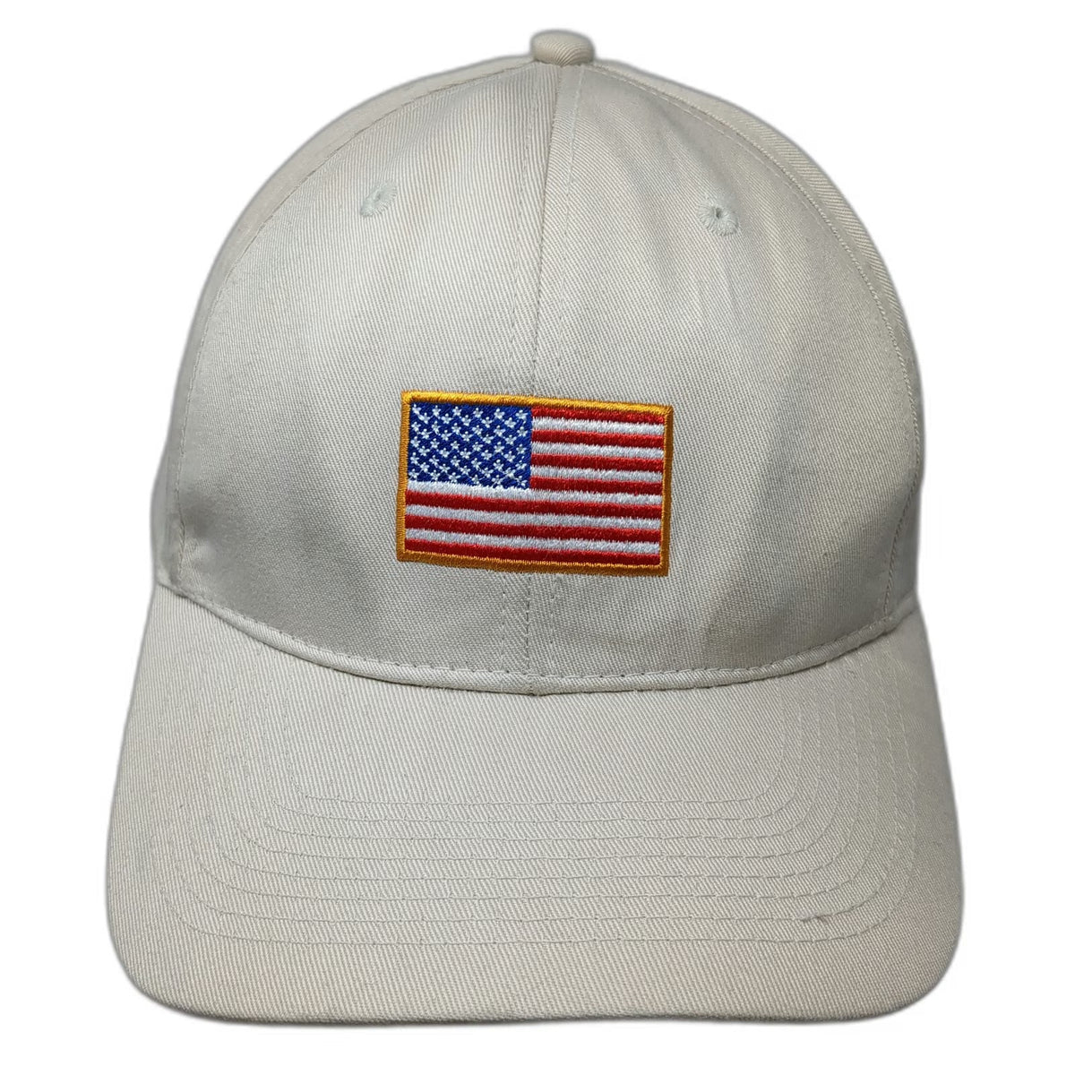 Beige Baseball Cap One Size United We Stand American Flag Patch Cotton Hat Slide