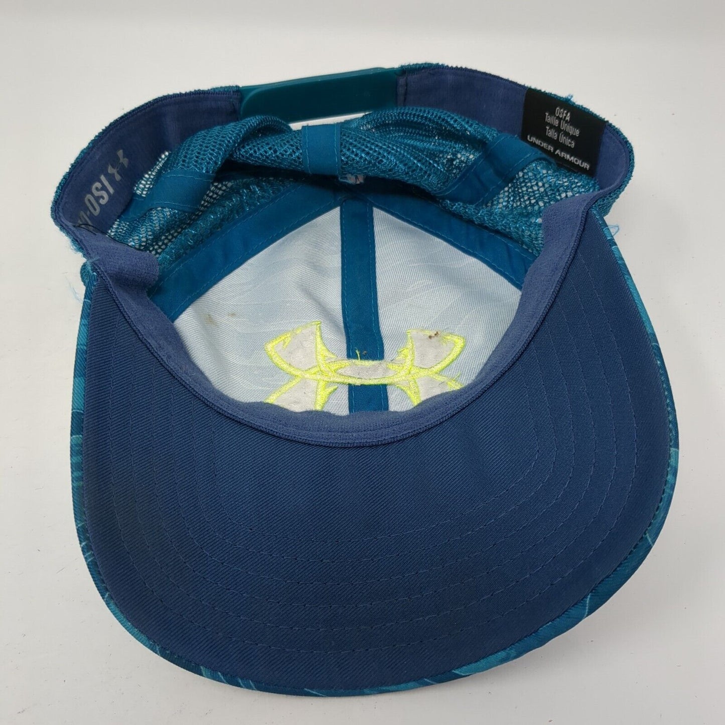 Under Armour Snapback Trucker Hat Blue One Size Adjustable Embroidered Mesh Back