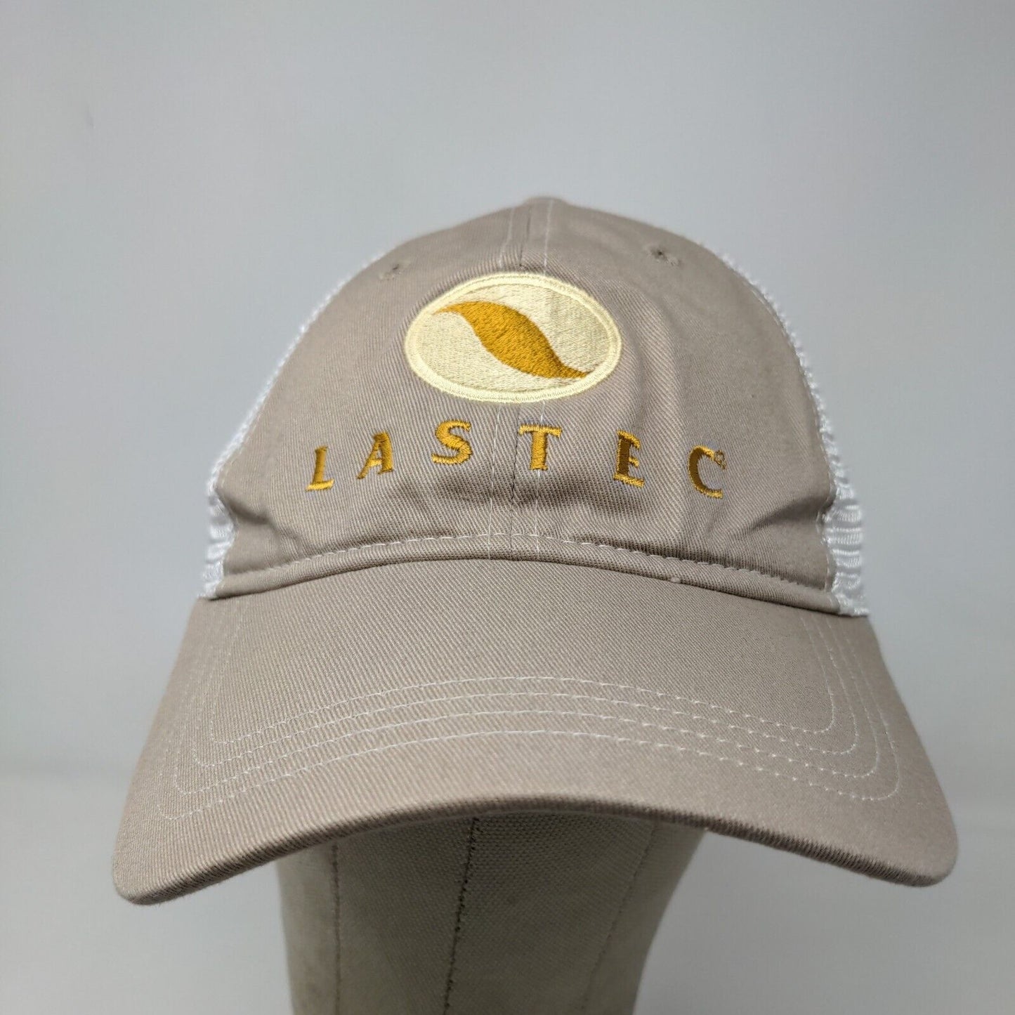 Cap America Men's Slideback Mesh Back Hat Tan Embroidered Lastec Logo