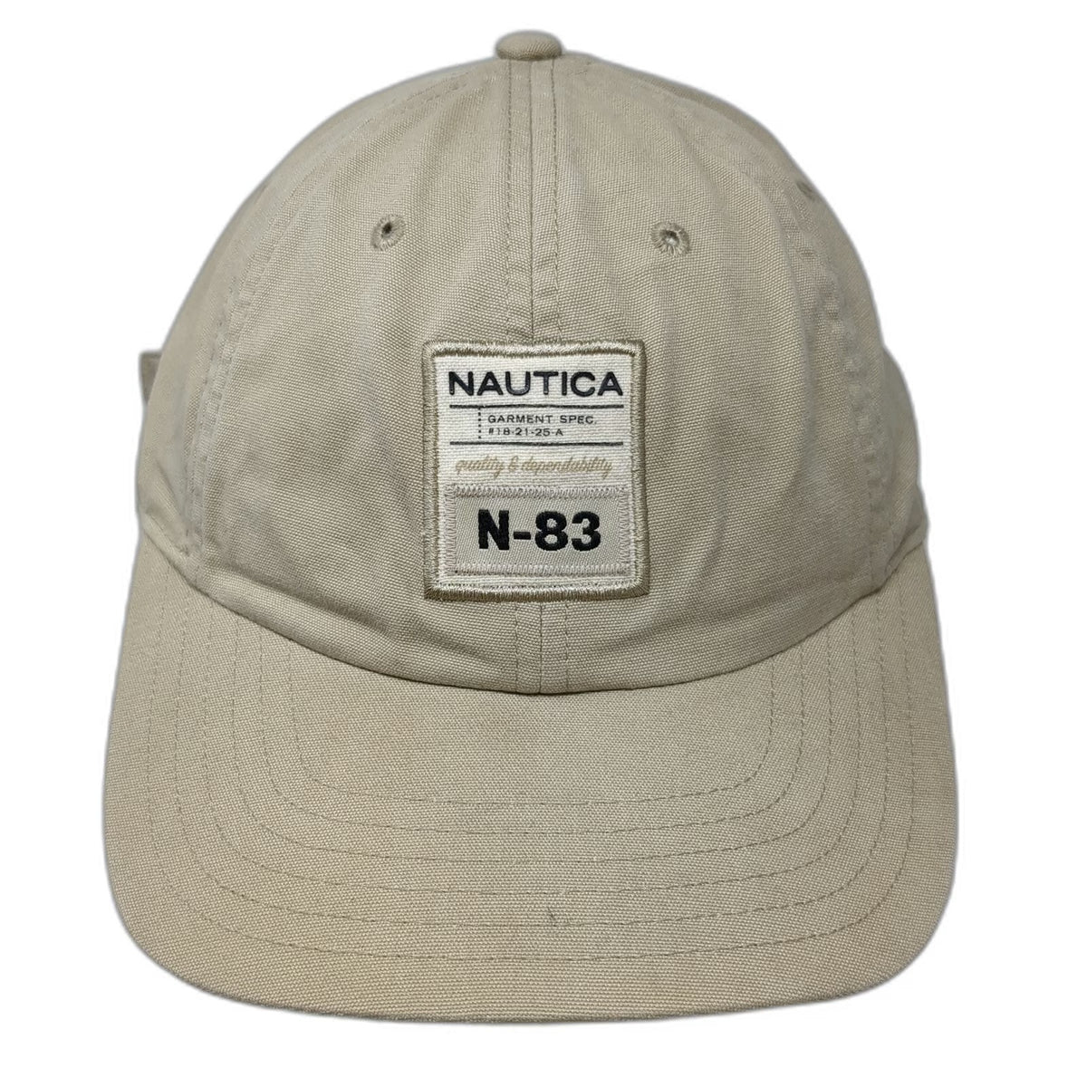 Nautica Baseball Cap Beige One Size N-83 Patch Adjustable Slideback Cotton Hat