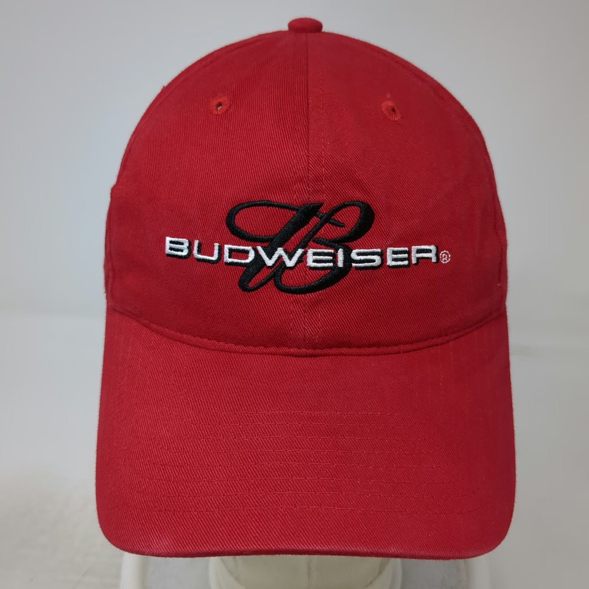 Budweiser Baseball Cap Red One Size Slideback Embroidered Logo Cotton Beer Hat