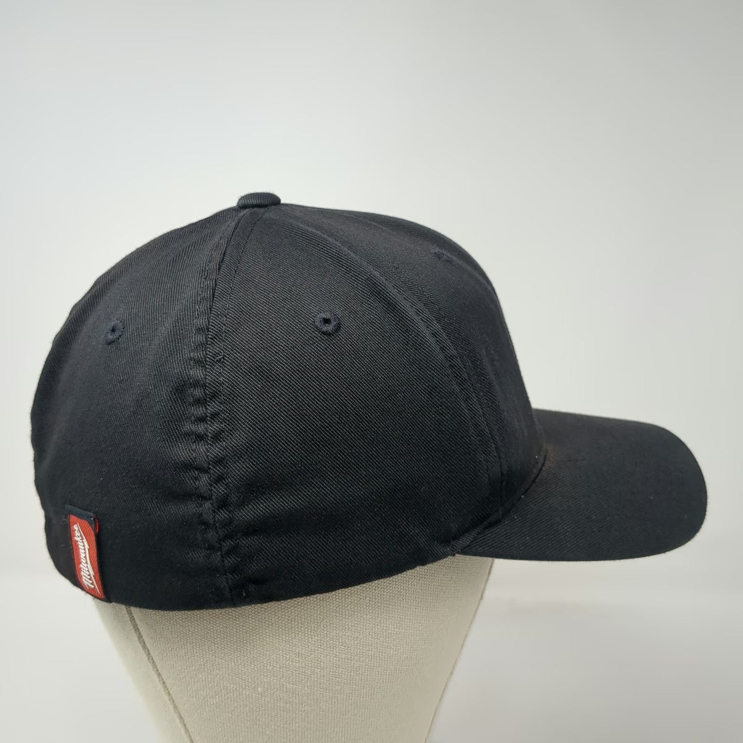 Milwaukee Baseball Cap Black One Size Flexfit Gray Logo Stretch Fit Work Hat