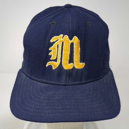 New Era Baseball Cap Blue 7 1/4 Gothic M Fitted Pro Model Green Underbrim Hat