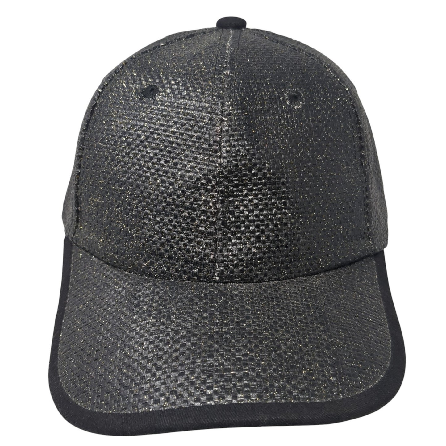 Unbranded Straw Hat Baseball Cap Gray One Size Adjustable Glitter 6 Panel Blank