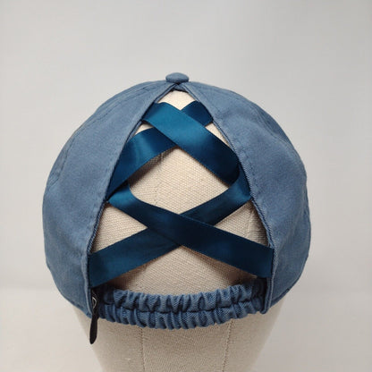 Ariat Criss Cross Strapback Hat Blue OSFA Embroidered Stretch 6 Panel Cotton