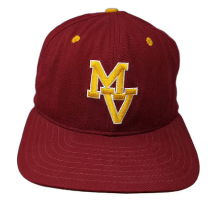New Era Pro Model MV Fitted Hat Cap Red Yellow Size 7 1/8 Made in USA 6 Panel
