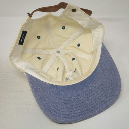 RVCA Baseball Cap Beige One Size Leather Strapback VA Logo Felt Applique Hat