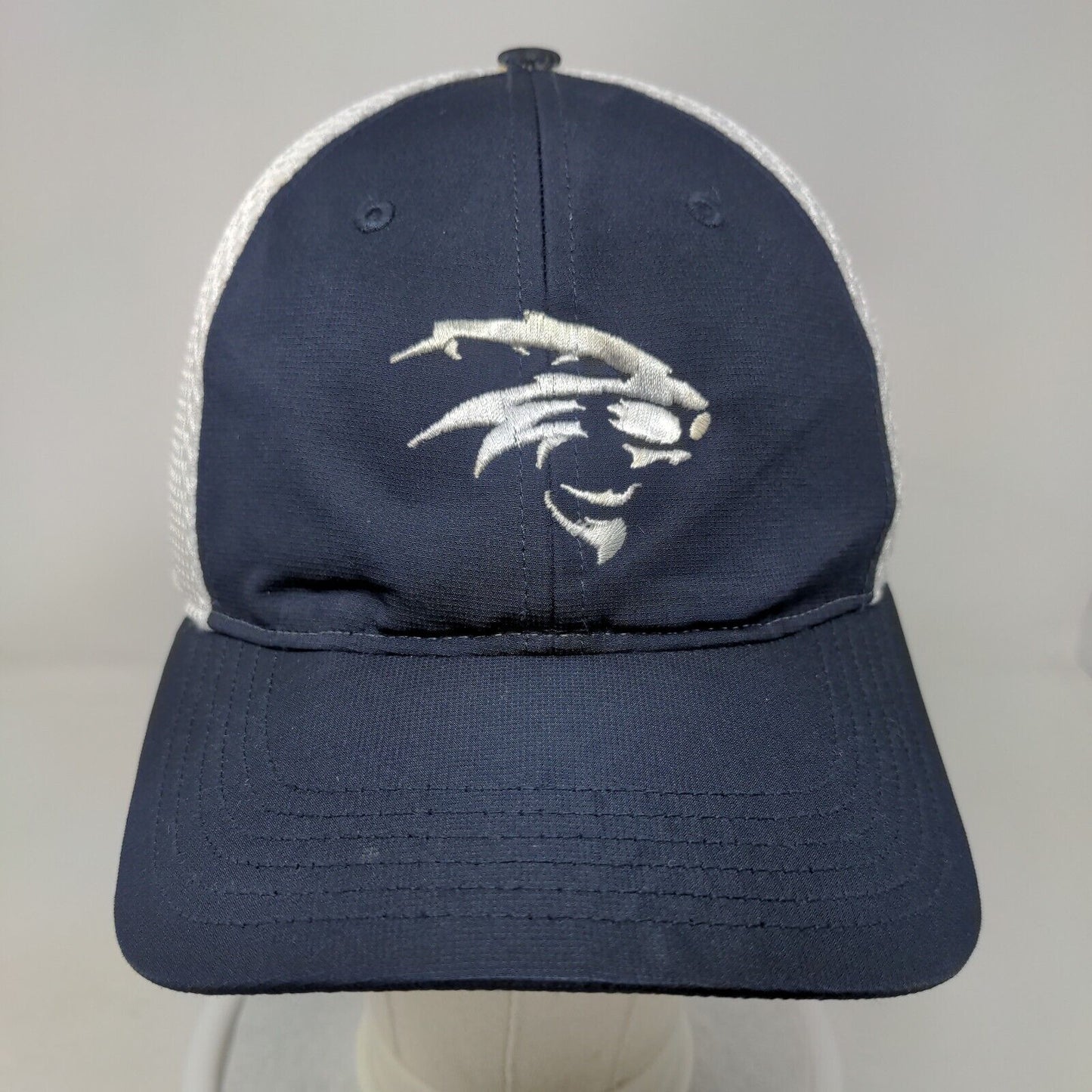 Richardson Strapback Mesh Back Trucker Hat Blue One Size Embroidered Logo