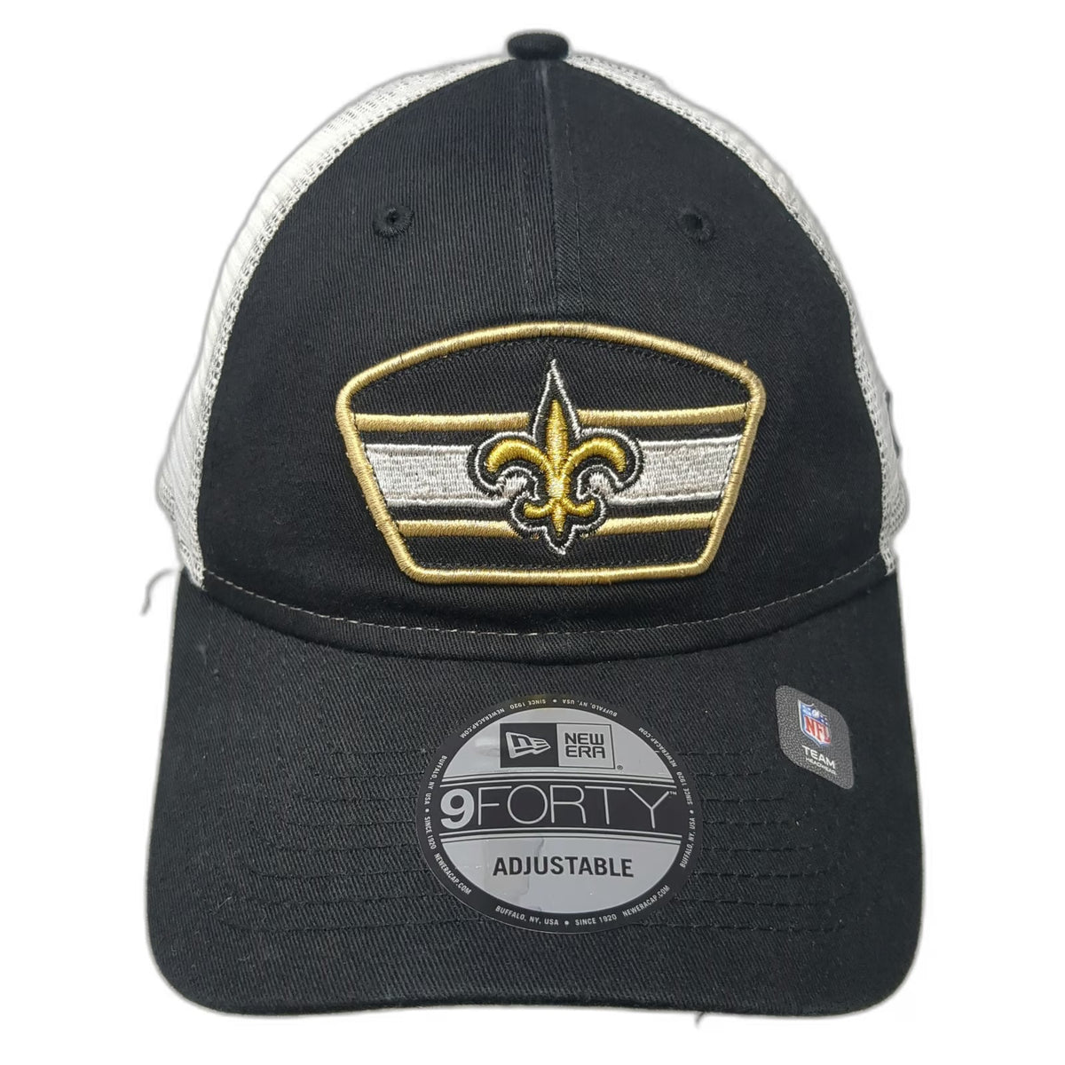 New Era New Orleans Saints NFL Snapback Black White Gold OS Mesh Patch Hat Logo