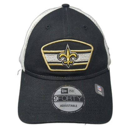 New Era New Orleans Saints NFL Snapback Black White Gold OS Mesh Patch Hat Logo