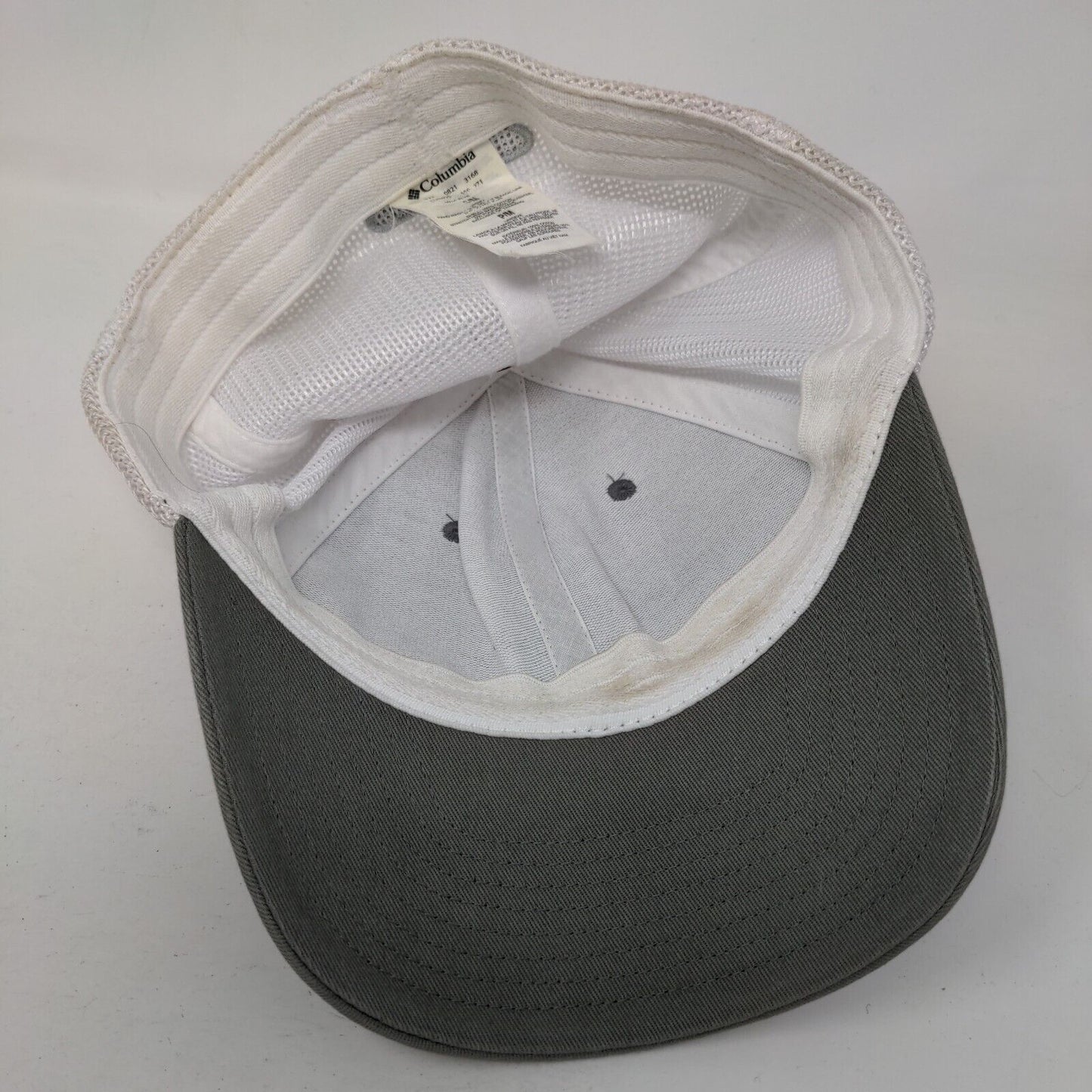 Columbia PFG Fitted Trucker Hat Gray S/M Mesh Back Vented Holes 6 Panel Cotton