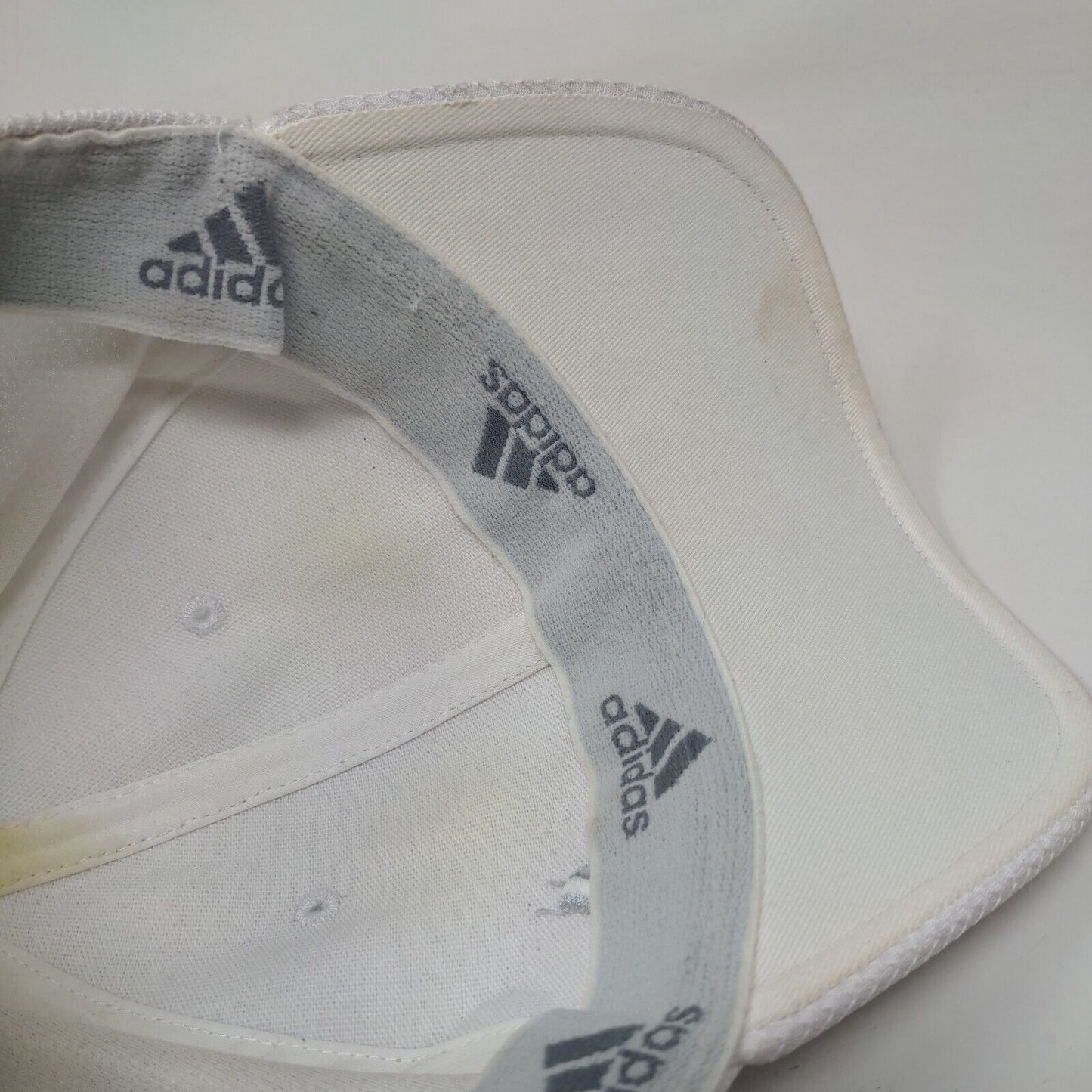 Adidas Fitted Hat White S/M Embroidered Logo A-Flex Vented Holes 6 Panel