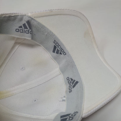 Adidas Fitted Hat White S/M Embroidered Logo A-Flex Vented Holes 6 Panel