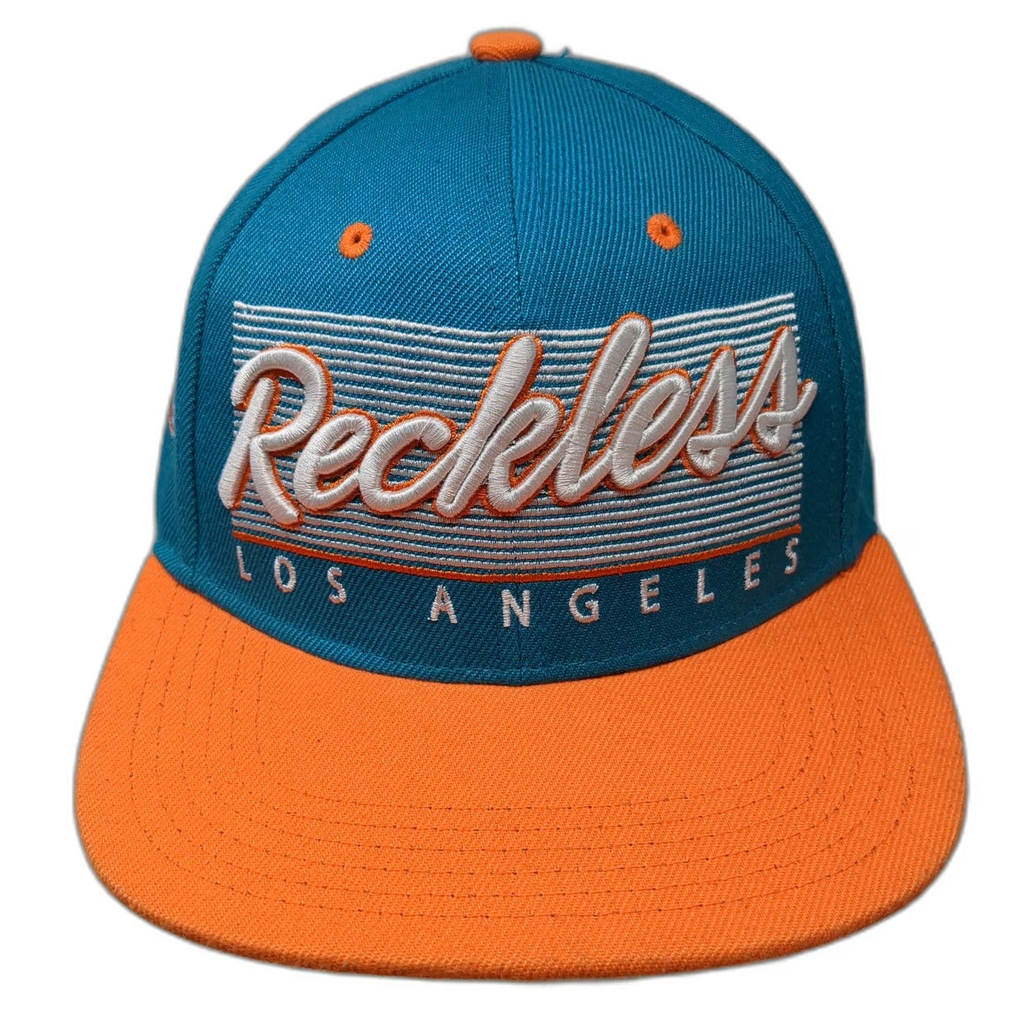 Young & Reckless Snapback Blue Orange One Size Los Angeles Reckless Script Hat