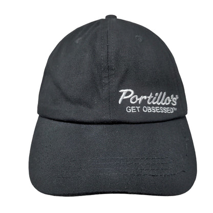 Portillos Slideback Hat Black Embroidered Employee Uniform Logo Adjustable