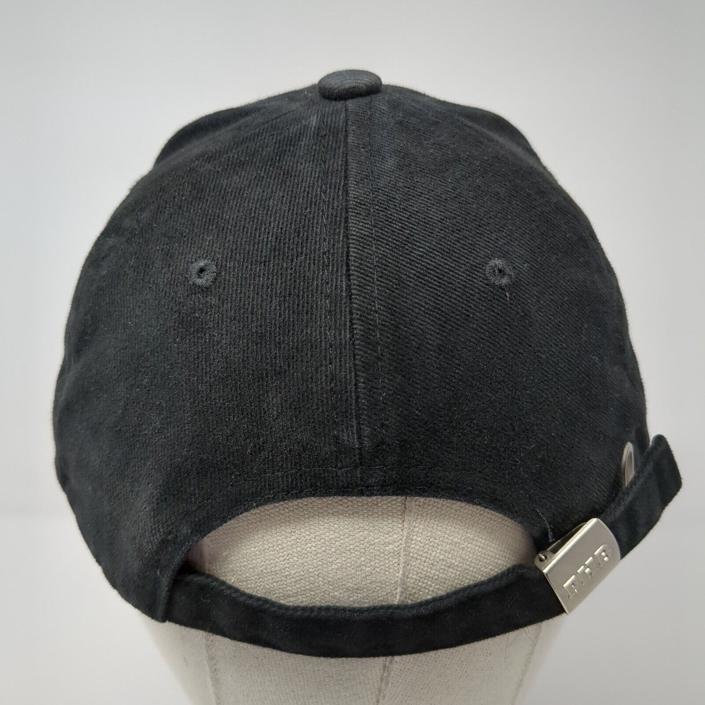 FHB Slideback Hat Black One Size Adjustable Embroidered Vented Holes 6 Panel