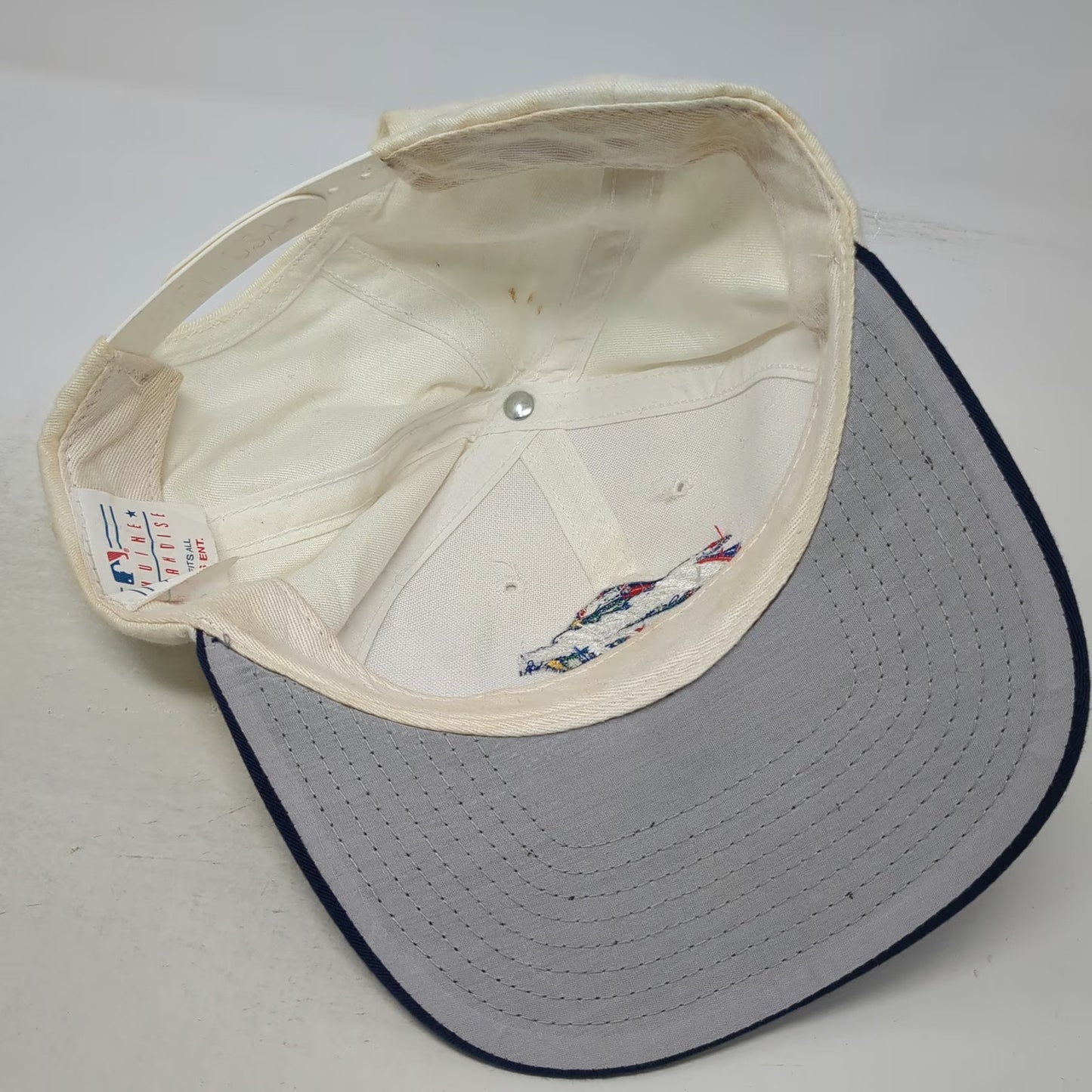 Twins Enterprise 1999 World Series MLB Snapback Hat White Blue OS Gray Vintage