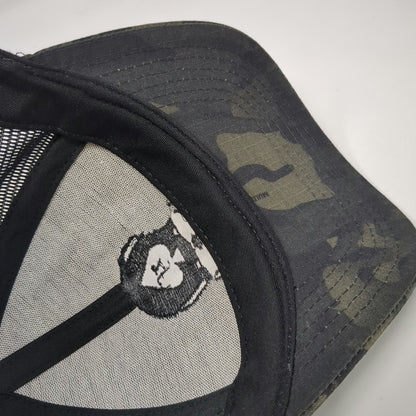 Zero Foxtrot Trucker Hat Black One Size Camo Skull Mesh USA Snapback Tactical