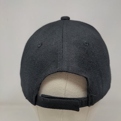 Unbranded Strapback Hat Black One Size 6 Panel Adjustable Blank Solid