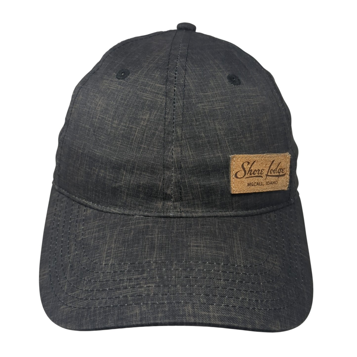 Shore Lodge Leather Patch Strapback Hat Black One Size Adjustable Legacy