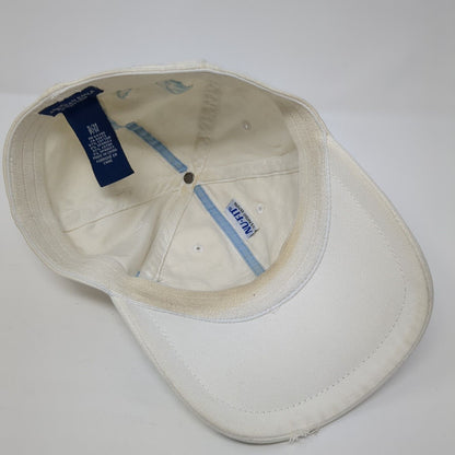 American Eagle Fitted Hat White Cream S/M NU-Fit Embroidered Distressed 6 Panel