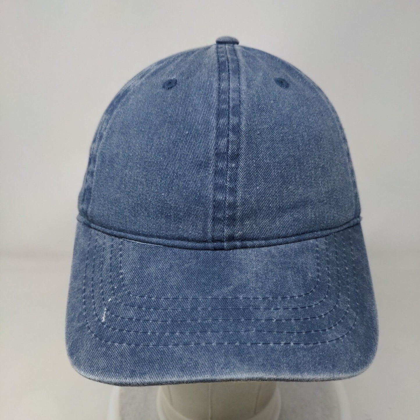 Unbranded Strapback Hat Blue OSFM Adjustable Denim Vented Holes 6 Panel Blank