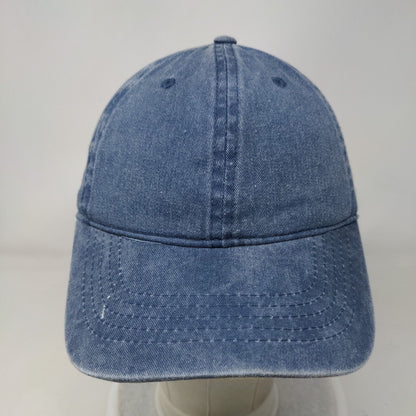 Unbranded Strapback Hat Blue OSFM Adjustable Denim Vented Holes 6 Panel Blank