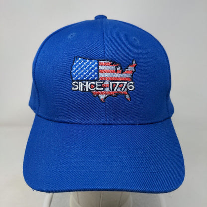 Since 1776 Strapback Hat Blue One Size Adjustable Embroidered Patriotic 6 Panel