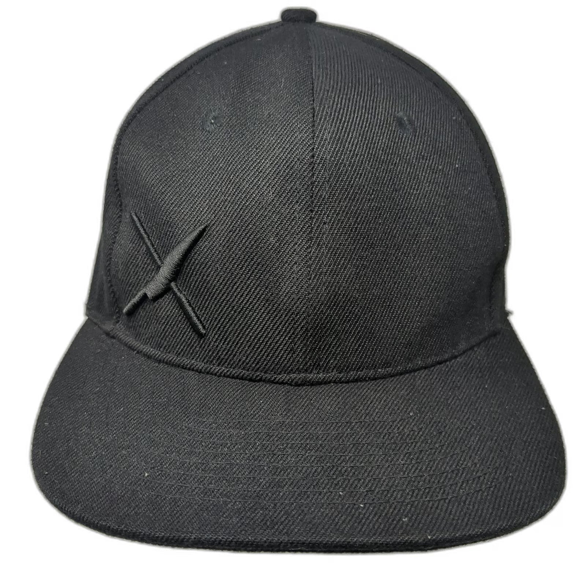 Mercer Snapback Black One Size Flat Brim Tonal Logo X Embroidery Adjustable Hat