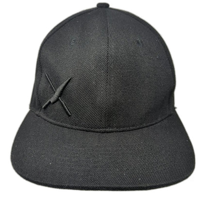 Mercer Snapback Black One Size Flat Brim Tonal Logo X Embroidery Adjustable Hat
